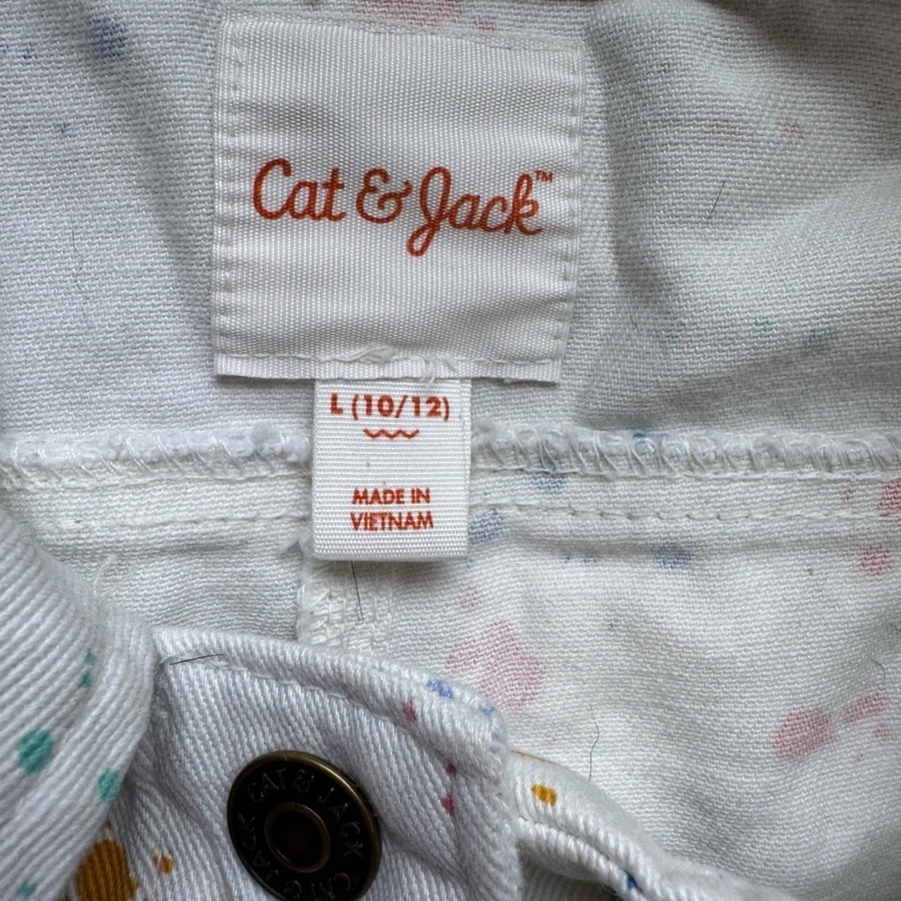 cat & Jack white paint splatter Jean jacket size 10/12 - Picture 2 of 6